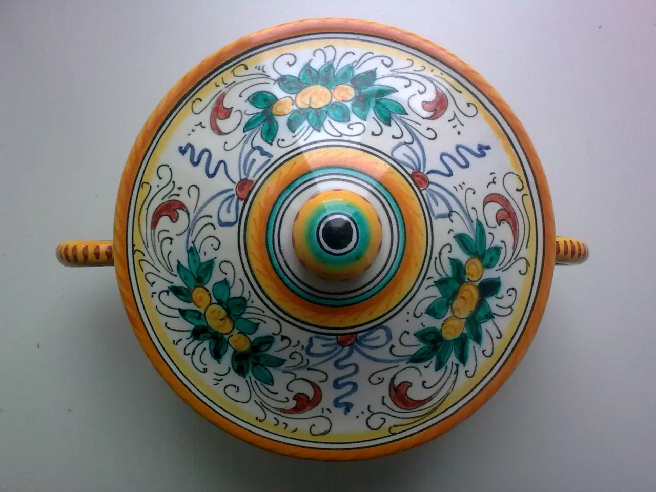 Billede 6 - Keramik Italien HÅNDLAVET Låg krukke Majolika