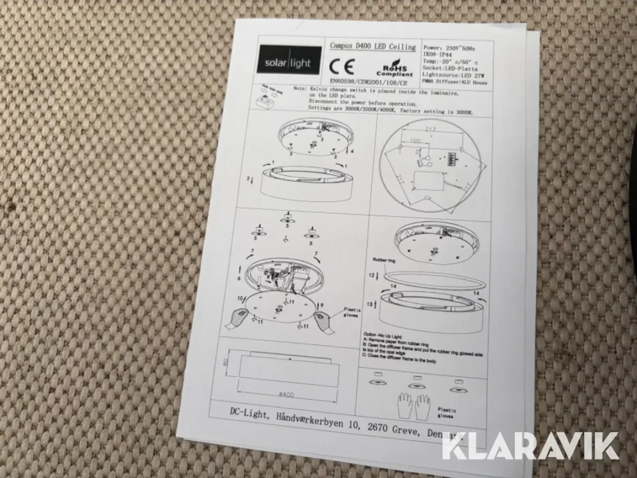 Billede 4 - Led lamper Solar Campus D400 Loft 27W Sensor/Driver Tri-cct Black 10 styk
