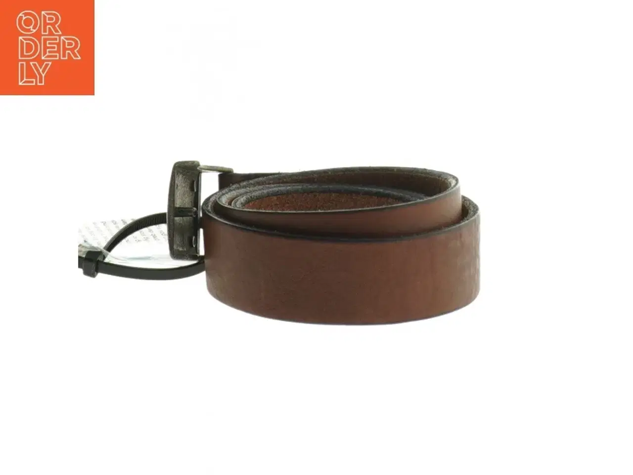 Billede 2 - Brun læderbælte med metalspænde (str. 104 cm)