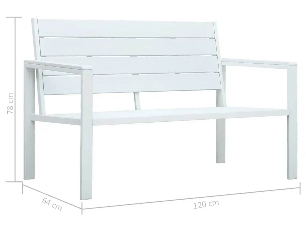 Billede 6 - Havebænk 120 cm HDPE trælook hvid