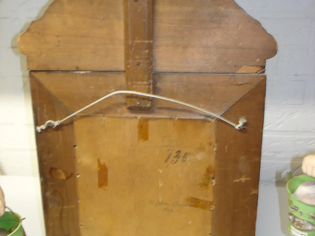 Billede 4 - Antik Messing på træ facet slebet spejl