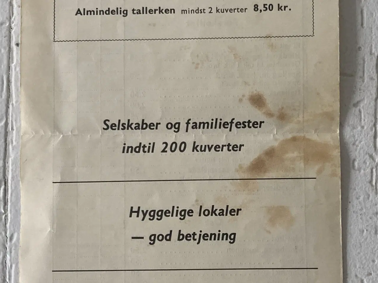 Billede 8 - 2 gl. Smørrebrødssedler fra 60`erne