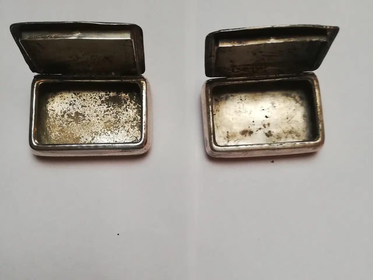 Billede 3 - 2 stk små antikke sølvskrin 