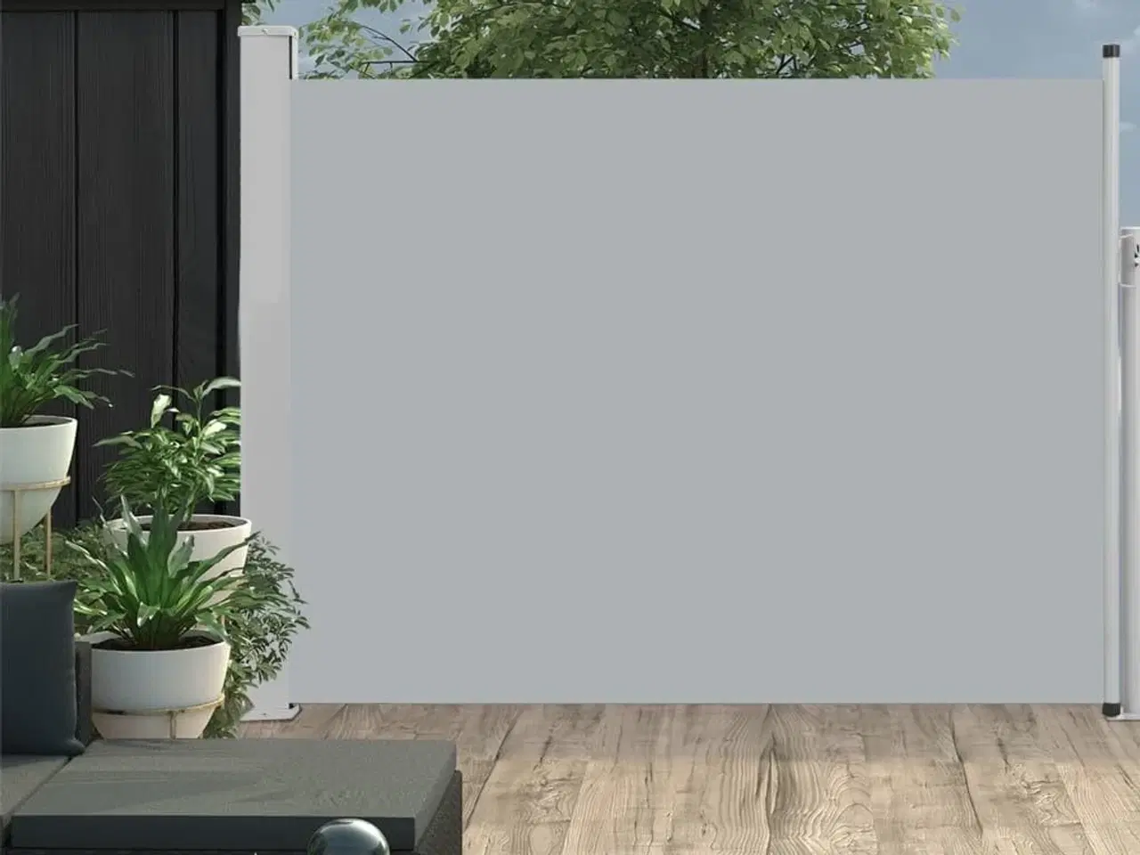 Billede 1 - Sammenrullelig sidemarkise til terrassen 140 x 500 cm grå
