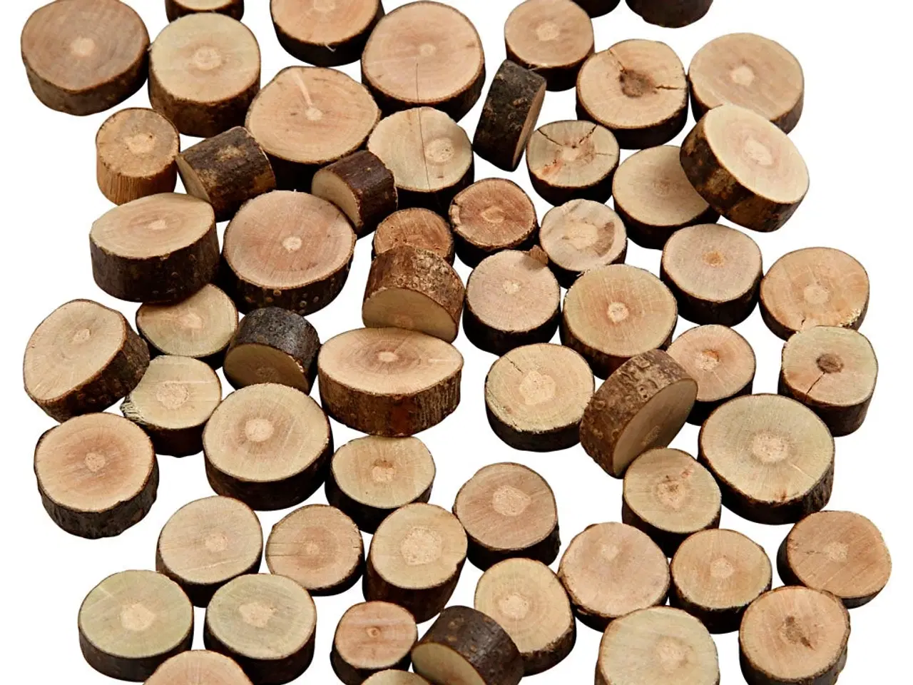 Billede 1 - Rustikke Træskiver 10-15 mm - 230g til Kreativitet