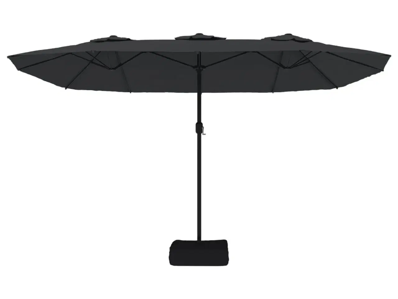 Billede 5 - Parasol med dobbelt parasoldug og LED-lys 449x245 cm sort