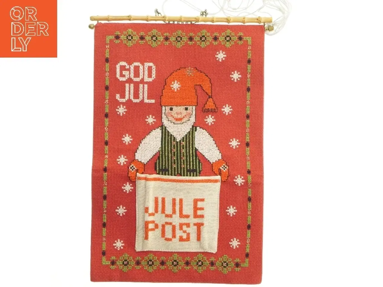 Billede 1 - Broderet julepost ophæng (str. 38x24 cm)