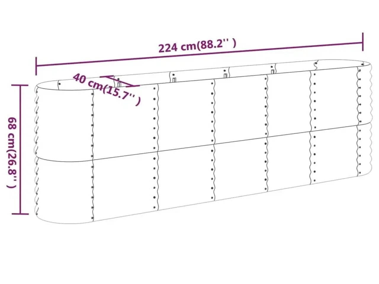 Billede 6 - Plantekasse 224x40x68 cm galvaniseret stål antracitgrå