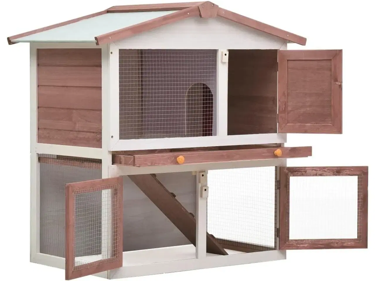 Billede 2 - Udendørs kaninbur 3 døre træ brun