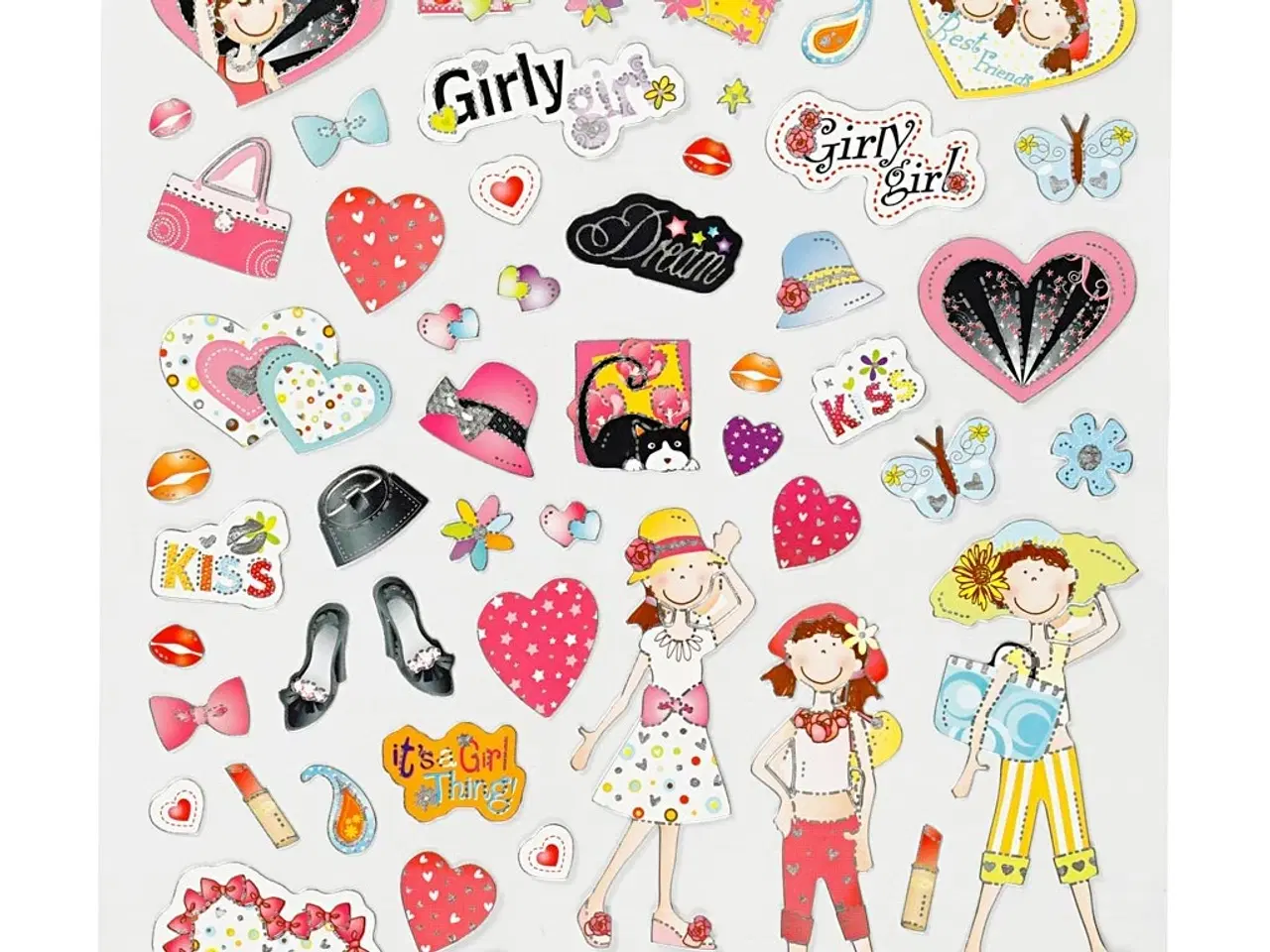 Billede 1 - Farverige klistermærker til piger - 15x16,5 cm ark