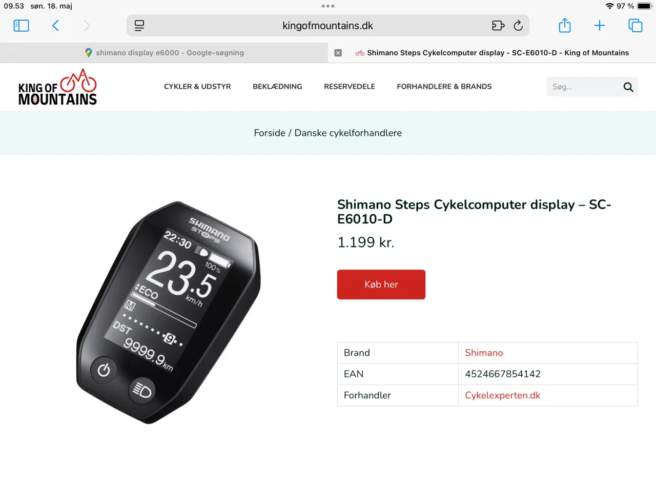 Billede 1 - Shimano cykelcomputer display 