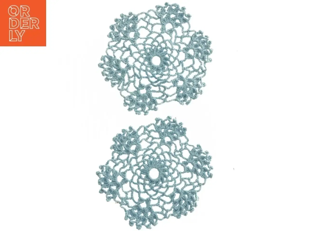 Billede 1 - Hæklede lysblå dækkeservietter (str. Ø 14 cm)