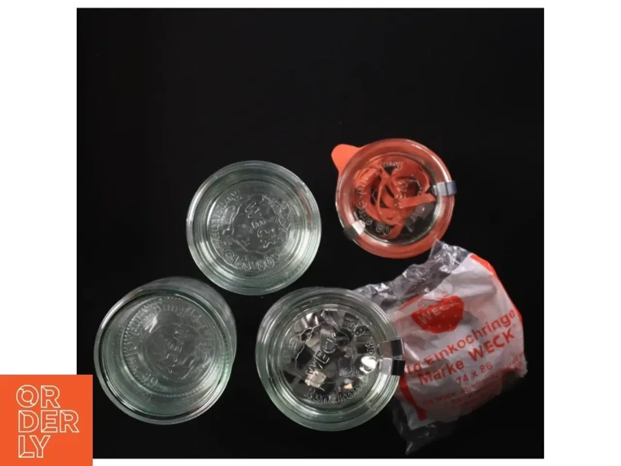 Billede 2 - 10 Weck patent glas, komplet med med tætningsringe og klemmer (13 stk) fra Weck (str. 6 x 9 cm)
