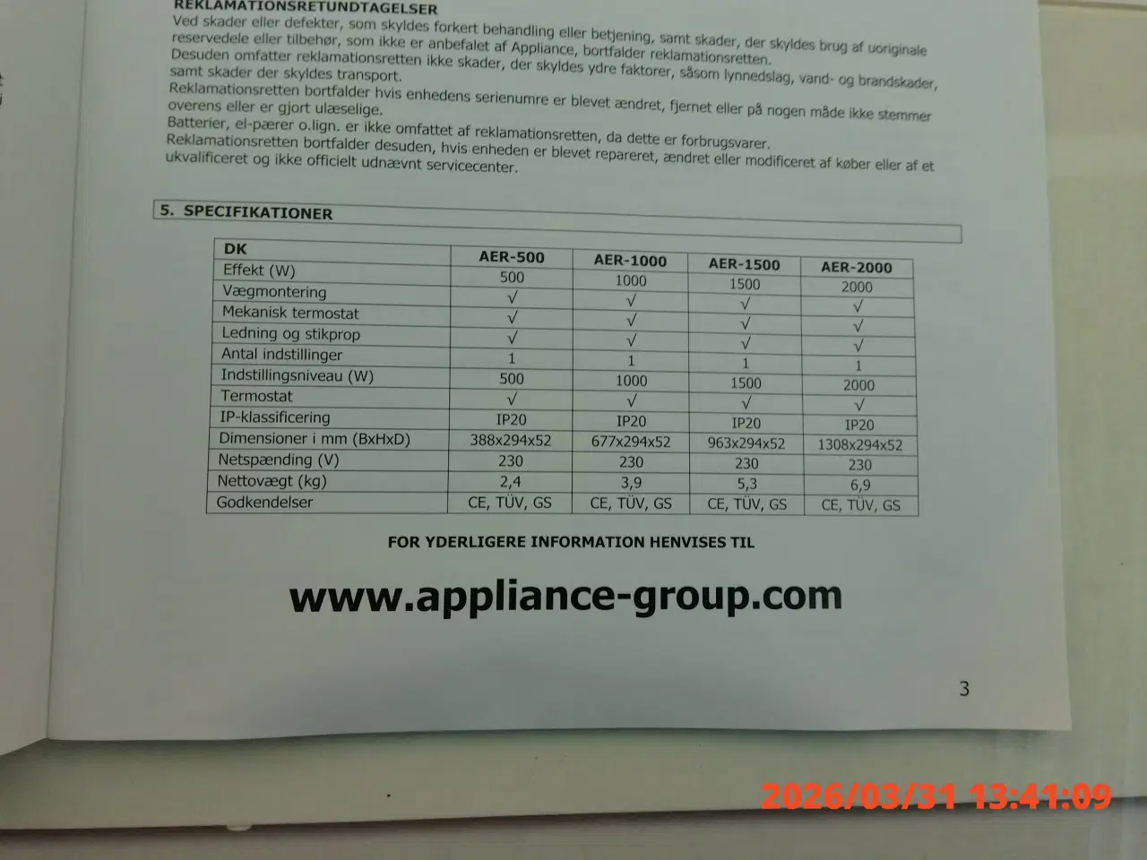 Billede 4 - 2 elradiatorer AER 2000 appliance