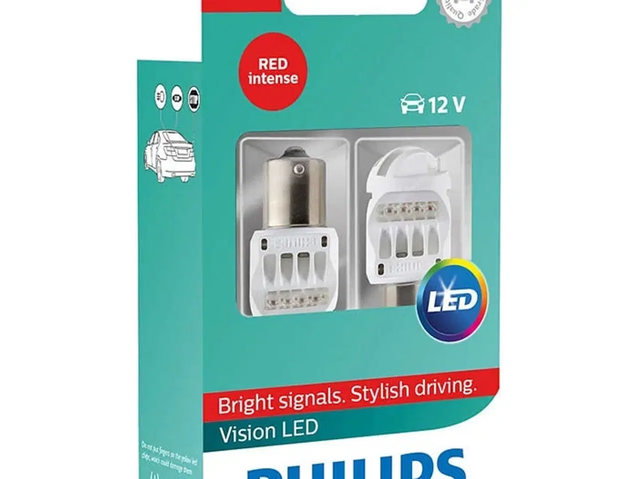 Billede 1 - Philips Vision P21W 12V LED bak rød - Sæt