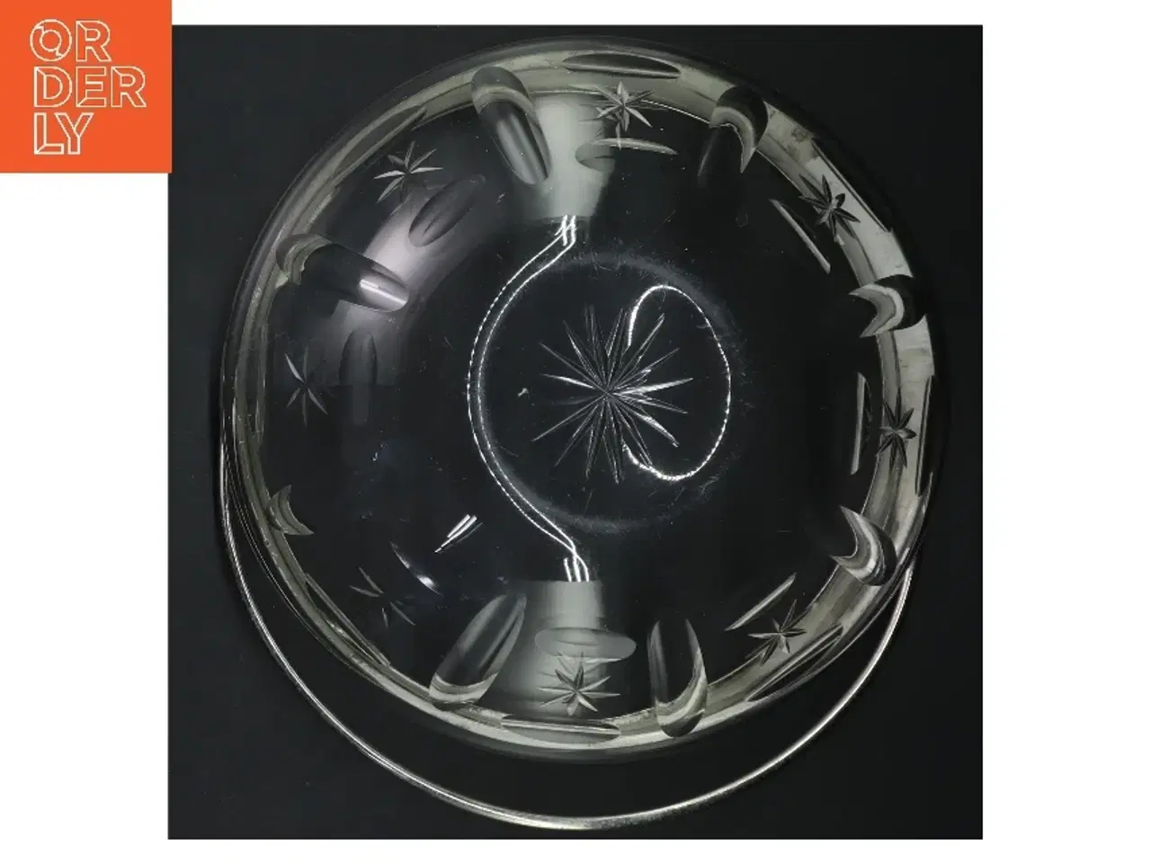 Billede 2 - Antik Glasskål med metalkant og håndtag (str. Ø 18,5 cm)