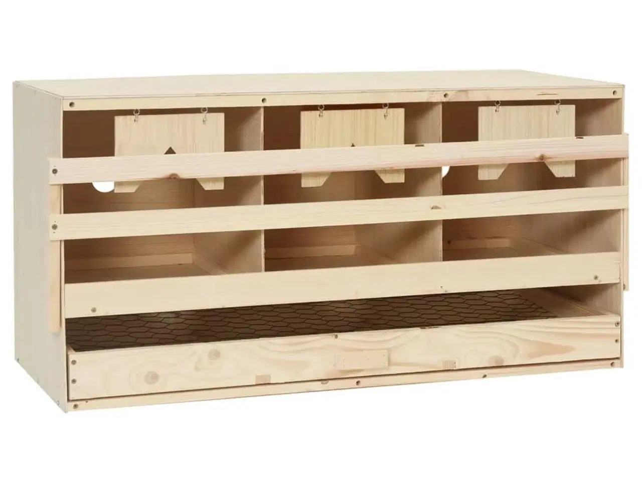 Billede 1 - Redekasse til høns med 3 rum 72x33x38 cm massivt fyrretræ