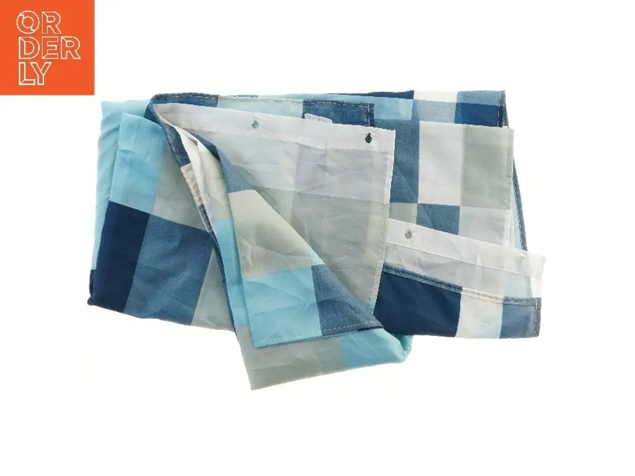 Billede 2 - Blåt ternet badeforhæng i høj kvalitet (str. 200x180 cm)