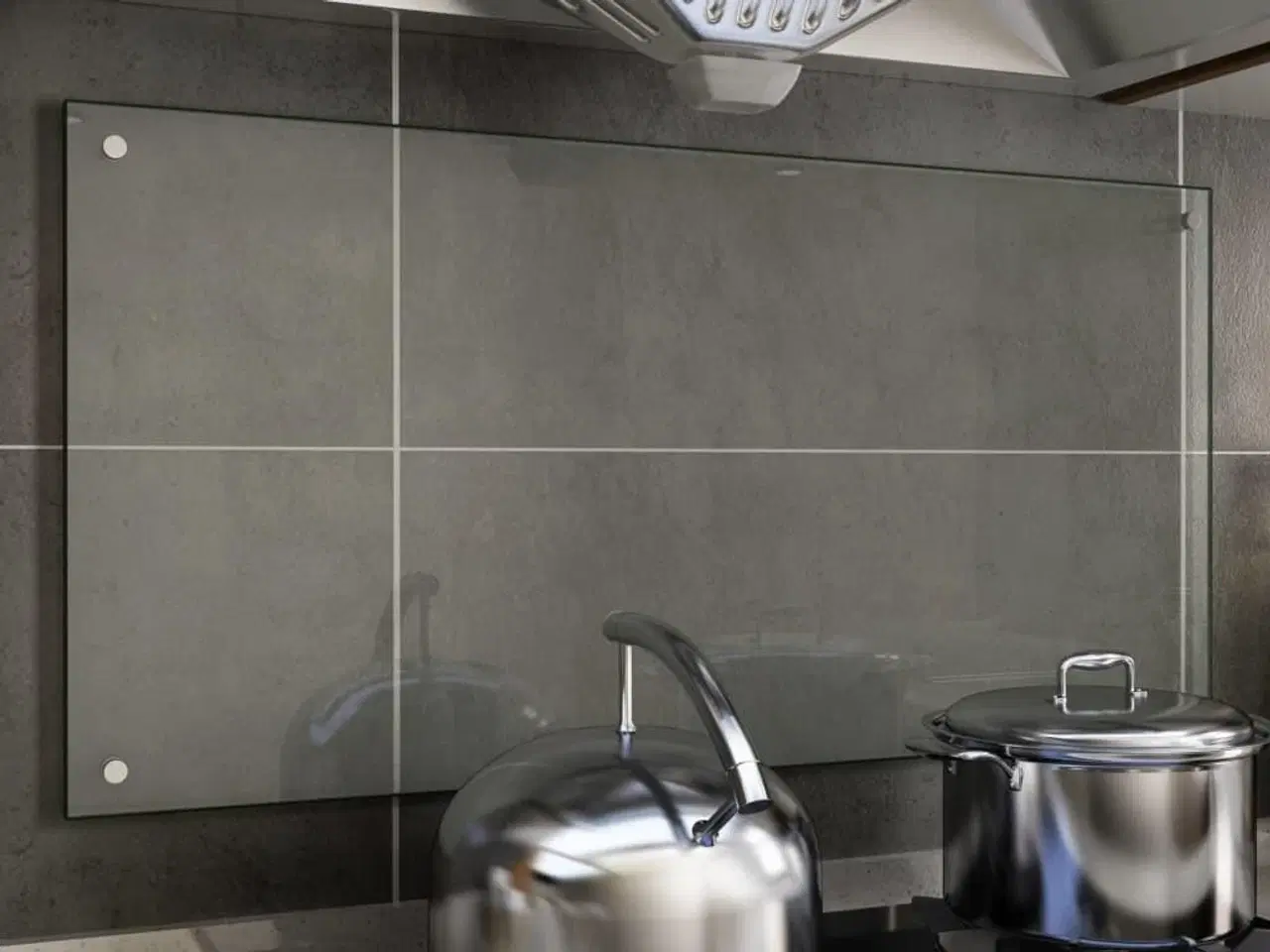 Billede 1 - Stænkplade 100x50 cm hærdet glas gennemsigtig