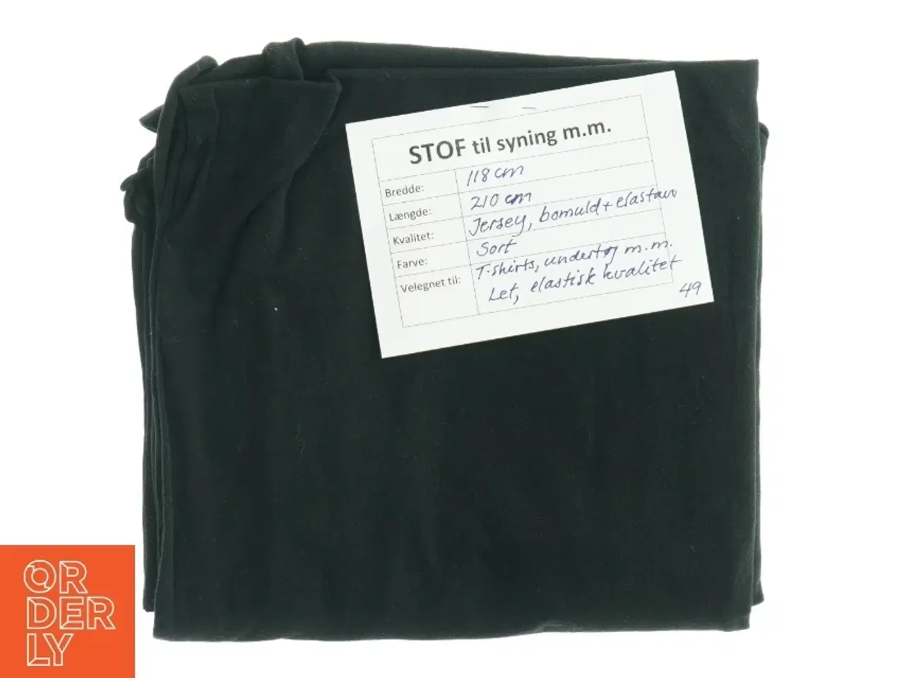 Billede 1 - Sort jersey-stof, bomuld/elastan (118 x 210 cm)