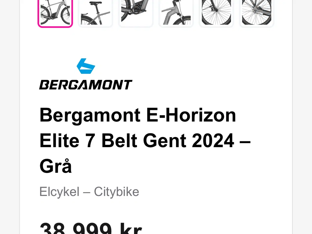 Billede 2 - Pæn og velholdt Begamont el cykel med belt træk