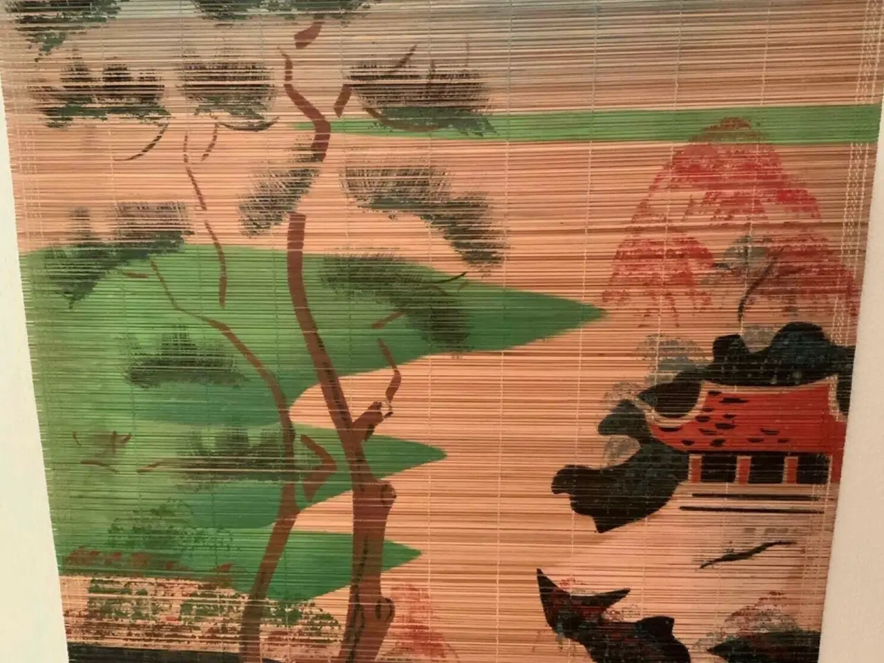Billede 2 - Kinesisk billede udført på håndskåret bambus