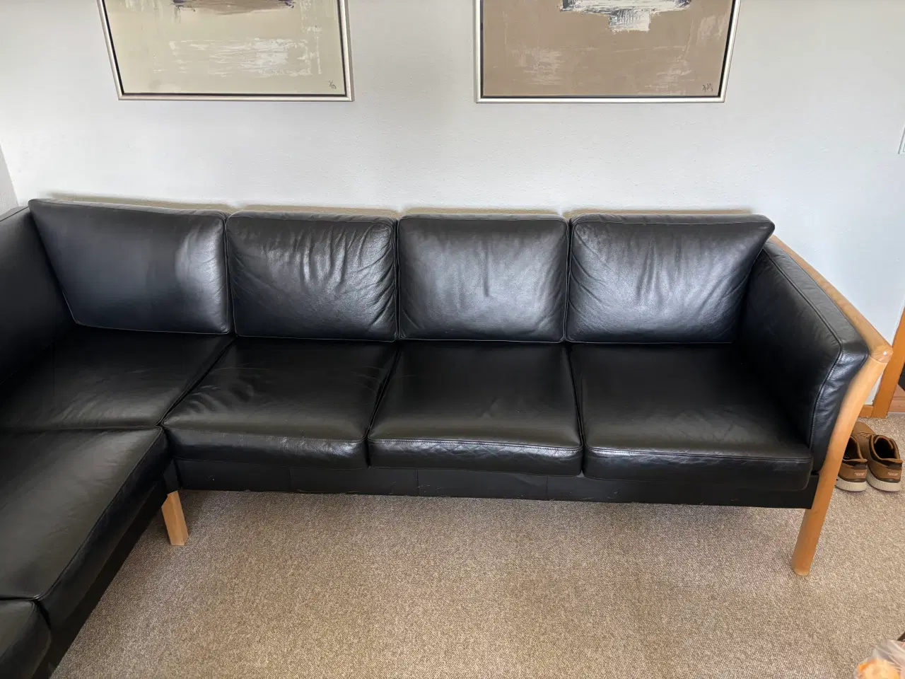 Billede 3 - Flot sort hjørne læder sofa 