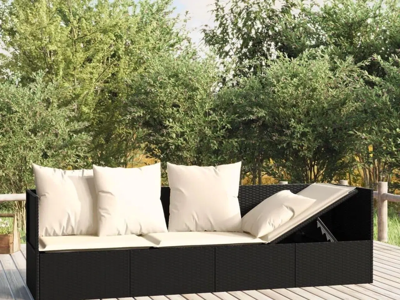 Billede 1 - Udendørs loungesofa med hynder polyrattan sort