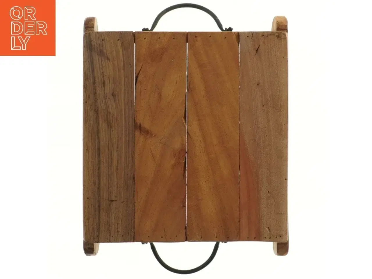 Billede 3 - Træbakke med metalhåndtag (str. 30x26x8 cm)