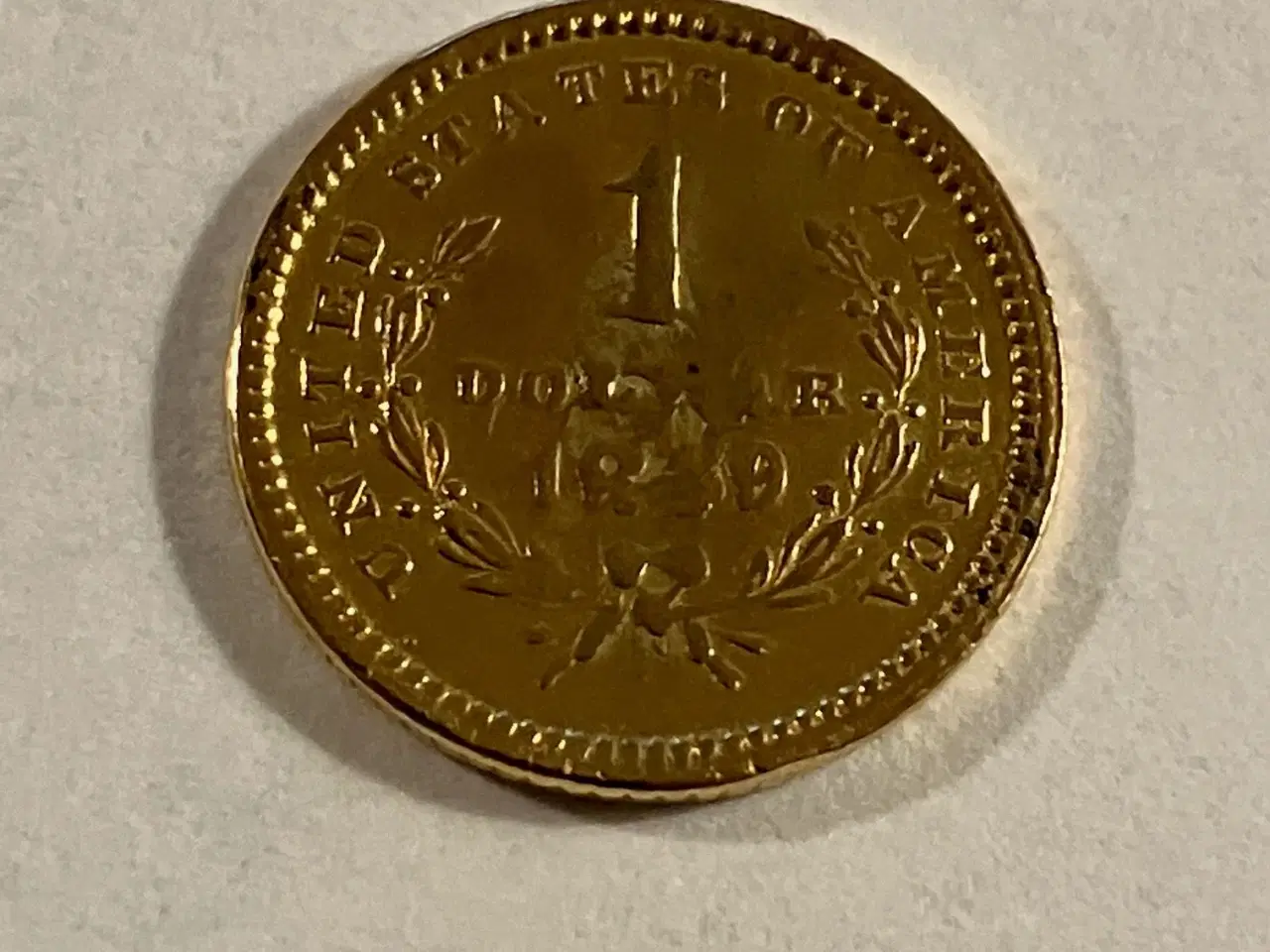 Billede 1 - USA Dollar 1849 Guld - Pudset og monteringsspor