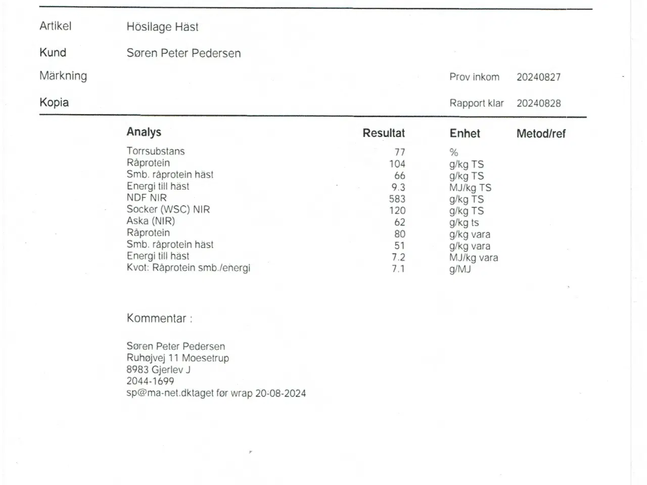 Billede 2 - Morten Koch wrap 2024 2 slæt med analyse