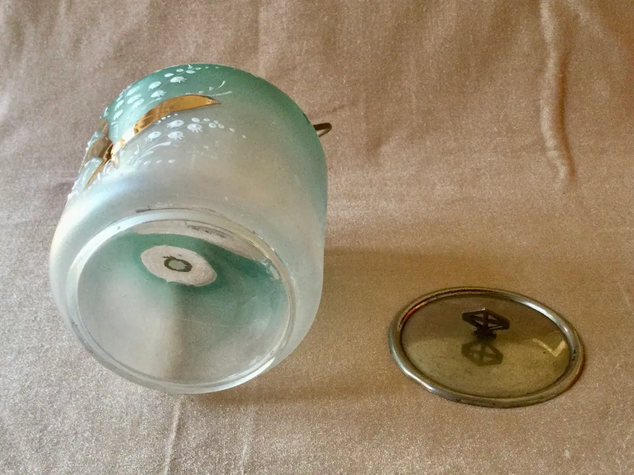 Billede 4 - Kiksespand i smukt lasur bemalet glas