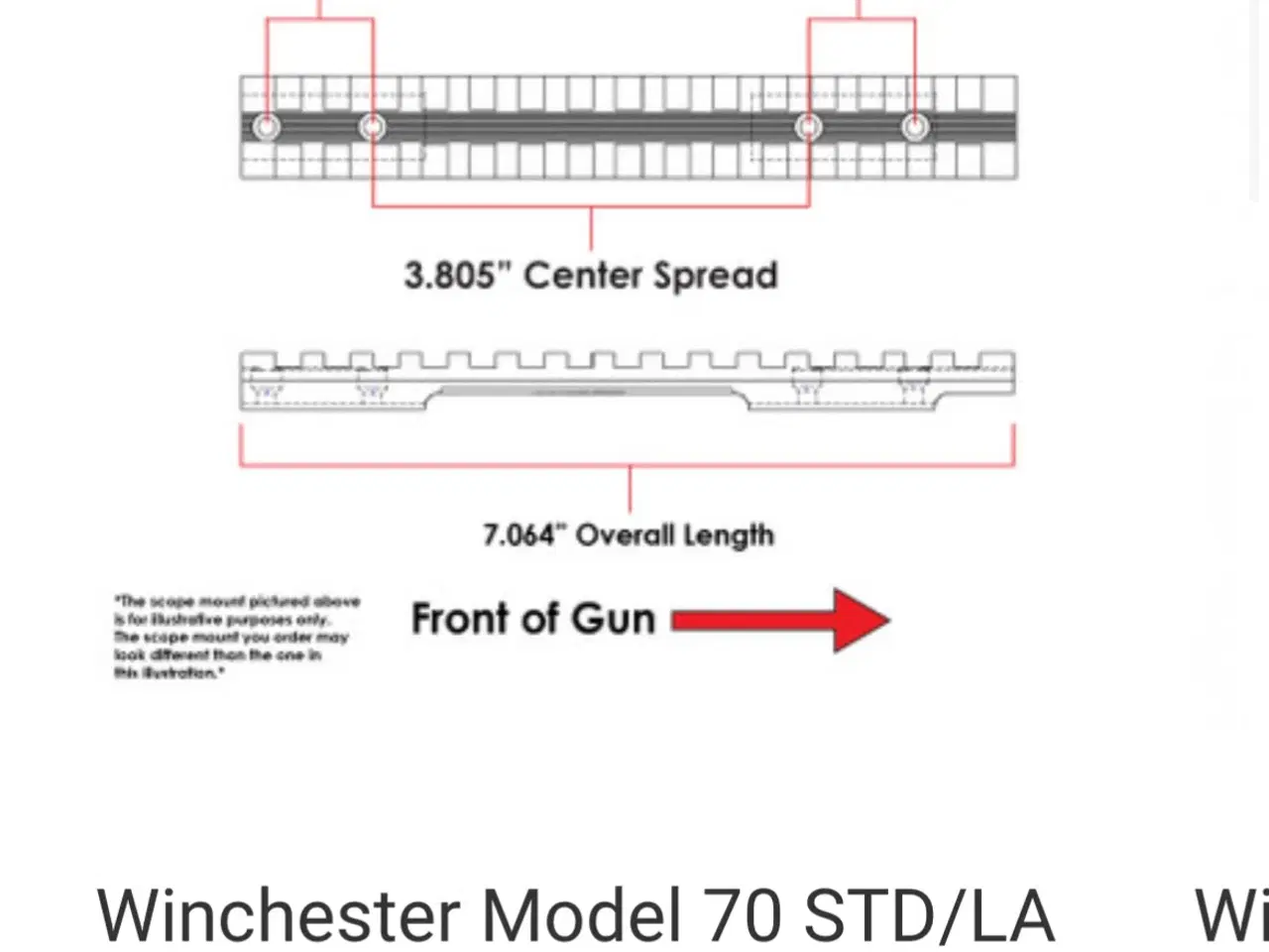 Billede 2 - Picatinny rail - Winchester 70 Long action - 0 MOA