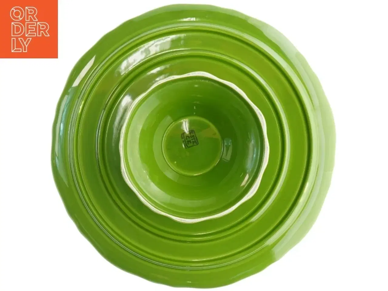 Billede 3 - Grøn keramik kagefad (str. Ø. 33 cm)