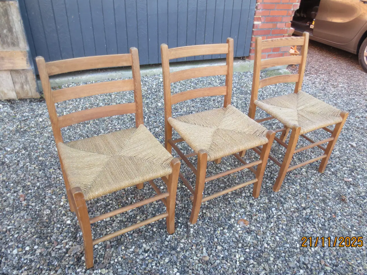 Billede 2 - 3 stk Spisebordsstole Med Fletsæde