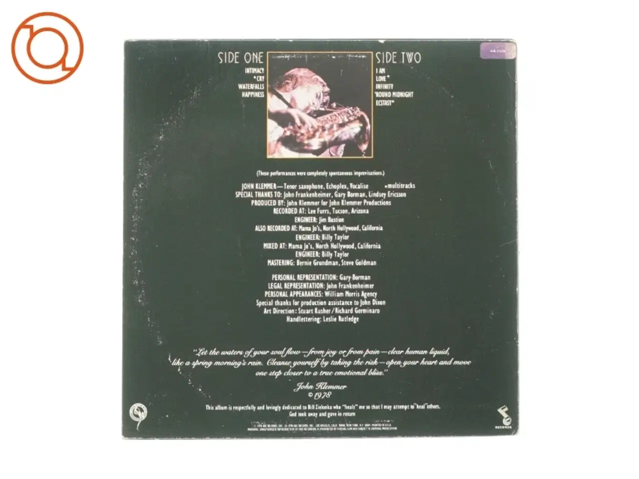 Billede 3 - Cry af John Klemmer fra IP