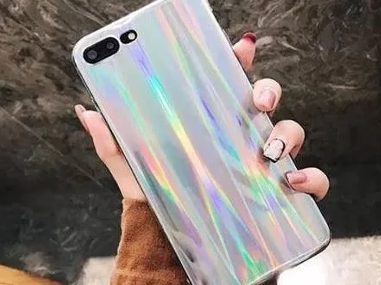 Billede 4 - Holografisk sølv silikone cover iPhone 6 6s SE 7 8