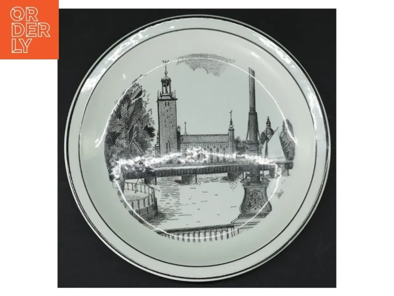 Billede 1 - Dekorativt porcelænstallerken fra Gustavsberg (str. Ø. 19 cm)