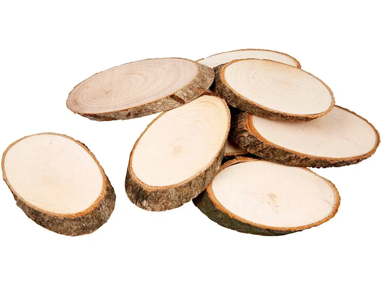 Billede 1 - Rustikke træskiver med bark - 20 stk. 7,5 x 4,5 cm