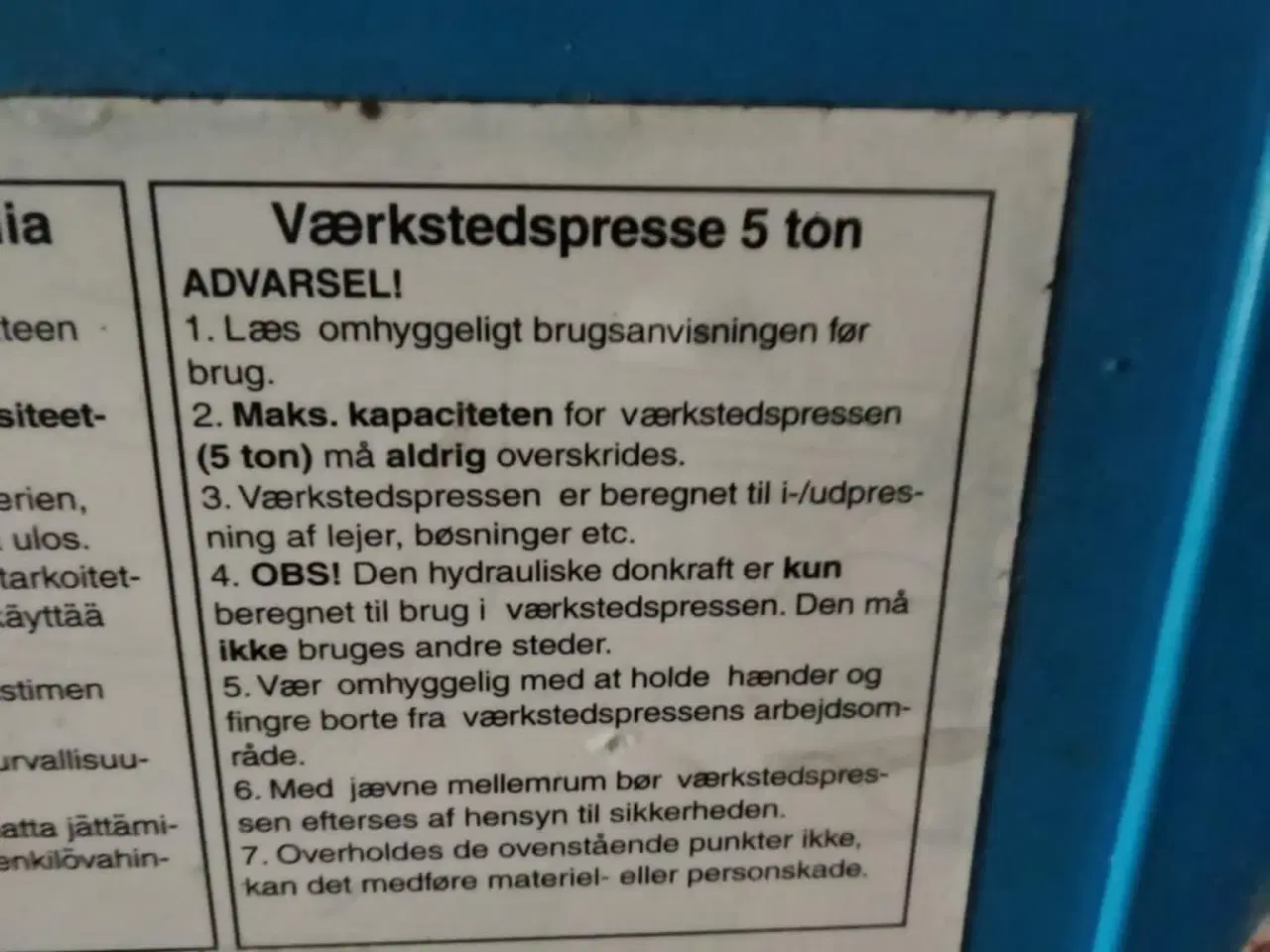 Billede 3 - værkstedpresser, 5 tons