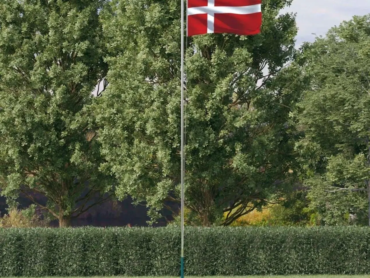 Billede 1 - Danmark flag og flagstang 6,23 m aluminium