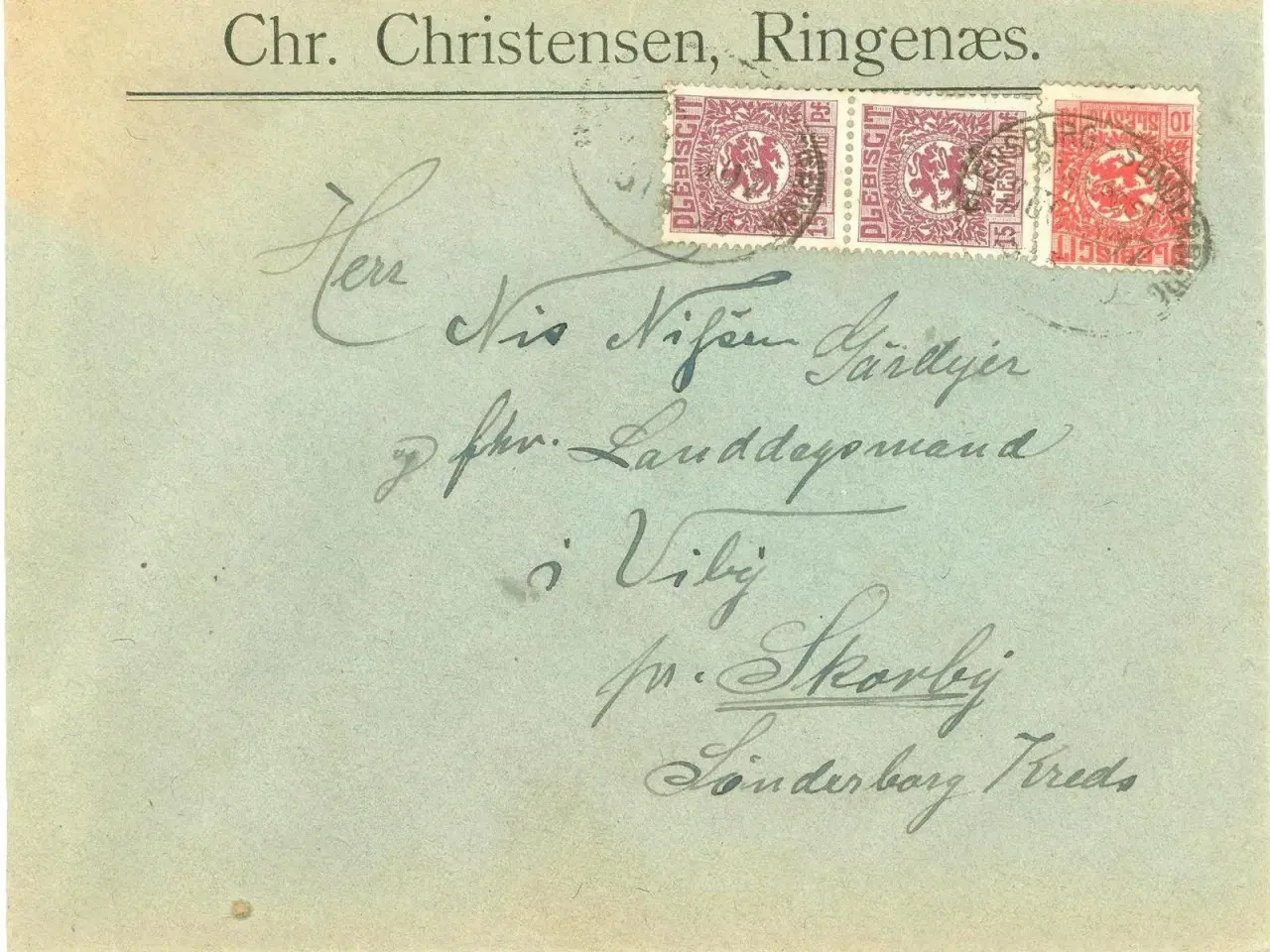 Billede 1 - Rinkenæs 1920, Bureaustempel, plebiscit