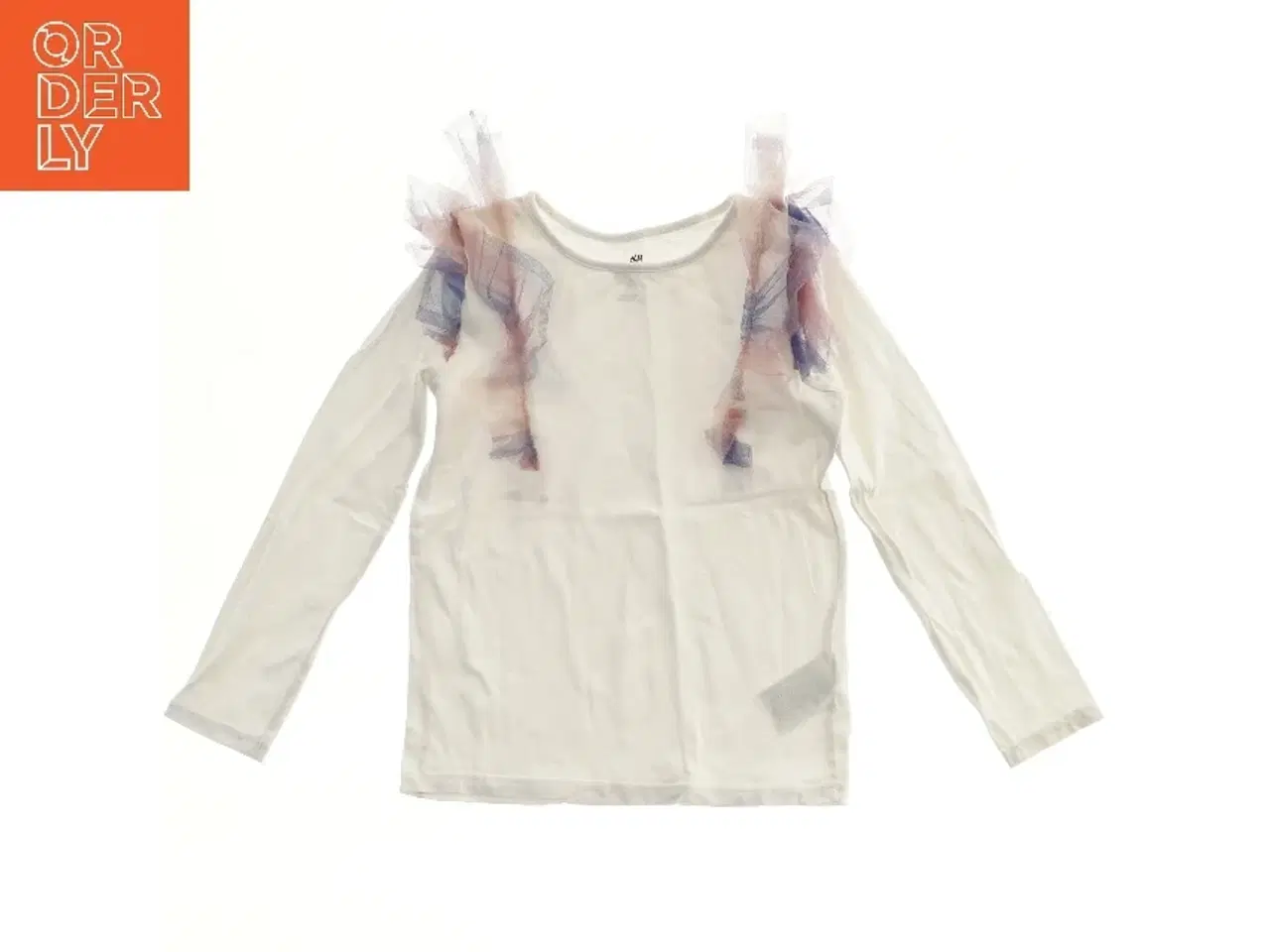 Billede 2 - Langærmet bluse med tyl detaljer fra H&M (str. 122)