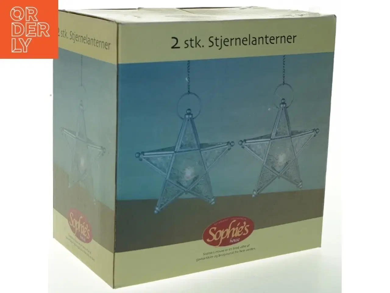 Billede 1 - To jule stjernelanterner til fyrfadslys fra Sophies House (str. 20x5,5 cm)