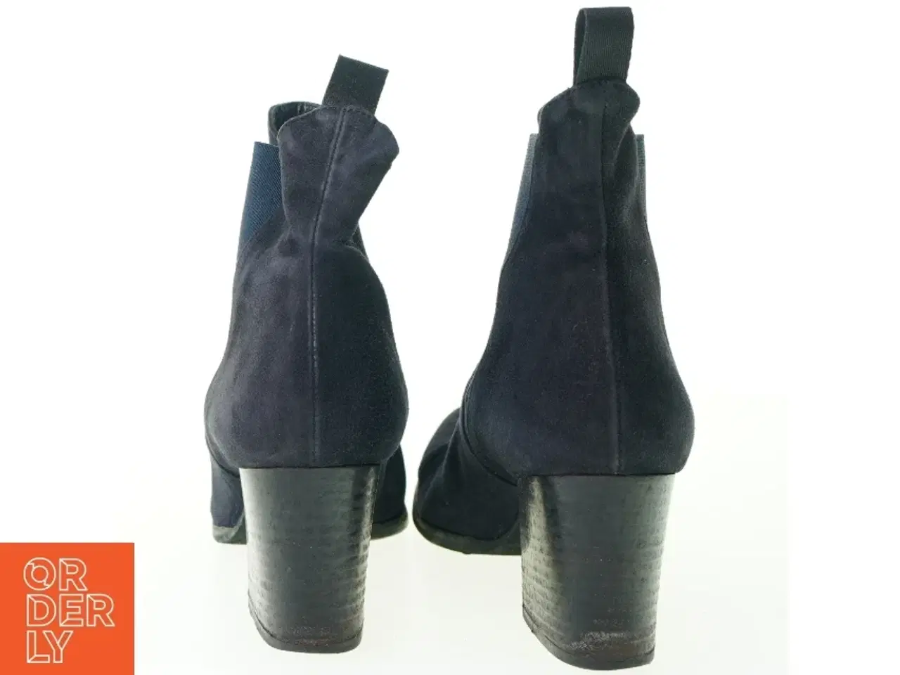 Billede 4 - Blå Ruskind Chelsea Støvler med hæl fra Gomma (str. 39)