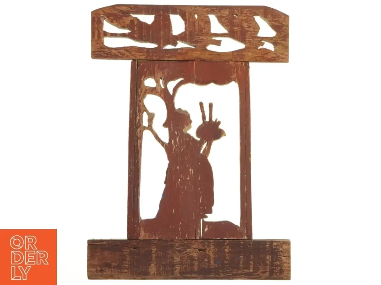 Billede 3 - Antikt håndlavet trærelief med dekorativt motiv (str. 46x34 cm)