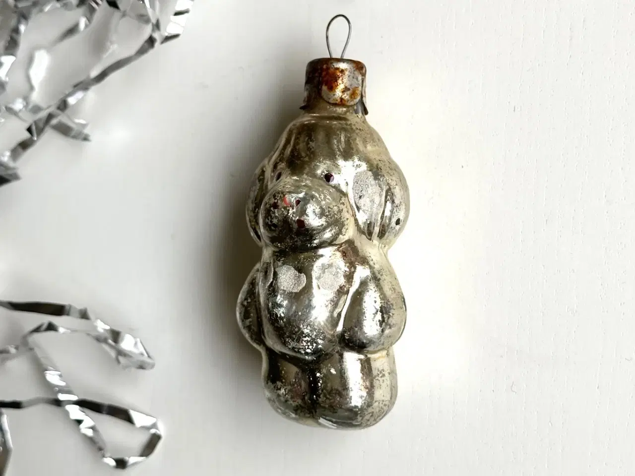 Billede 3 - Vintage juleornament, sølv hund