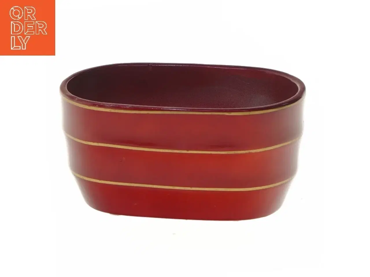 Billede 1 - Oval vase med gyldne striber fra Floradeco (str. 17x10x8 cm)