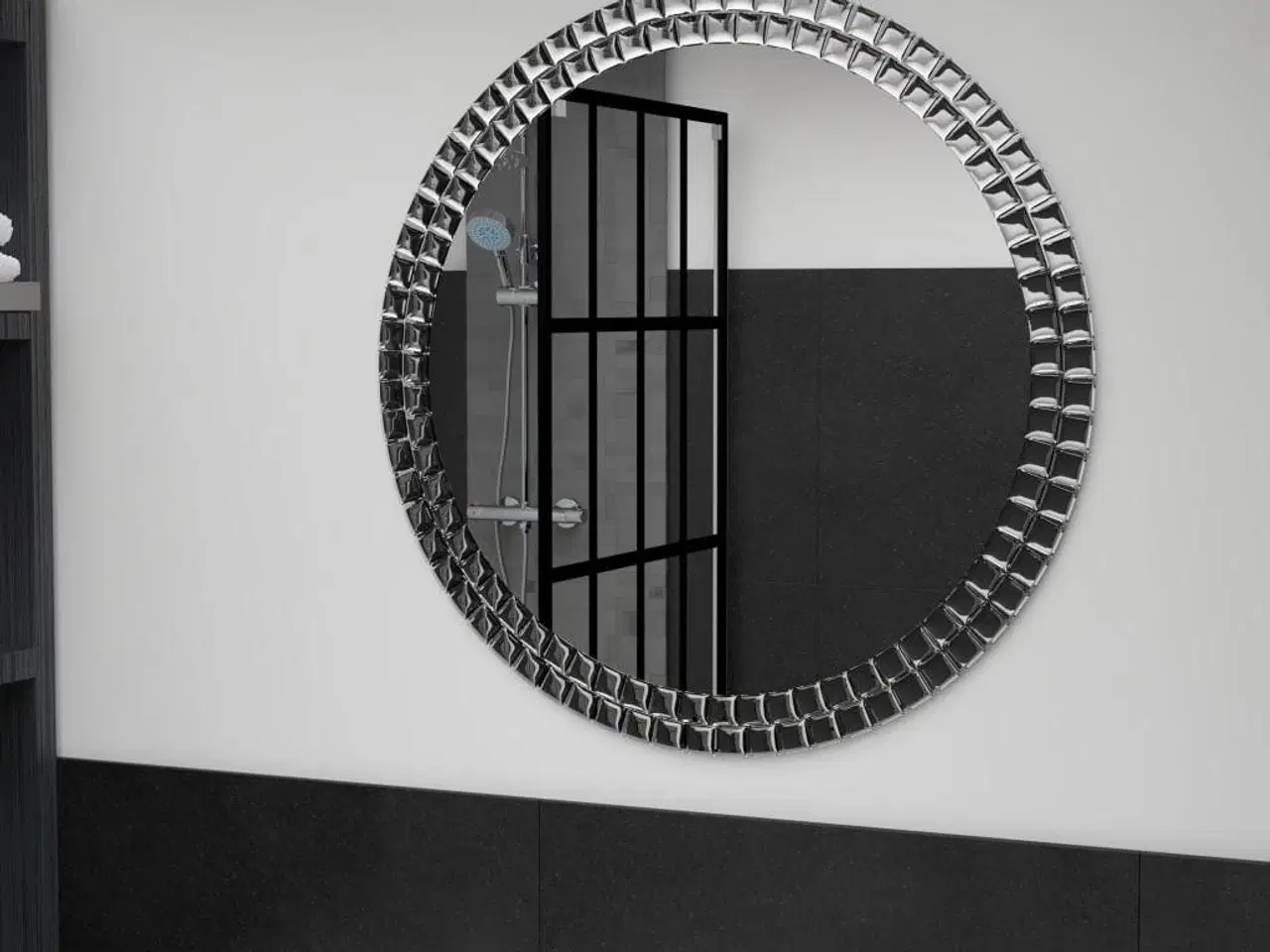 Billede 1 - Vægspejl 70 cm hærdet glas sølvfarvet