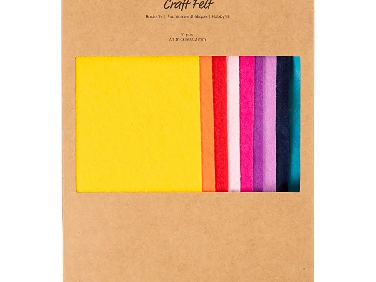 Billede 1 - Hobbyfilt, A4, ark 210x297 mm, tykkelse 2 mm, colorful, 10 stk./ 1 pk.